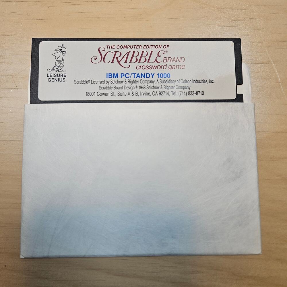 Scrabble Computer Edition IBM PC Tandy 1000 5.25" Floppy Disk Crossword Game VTG